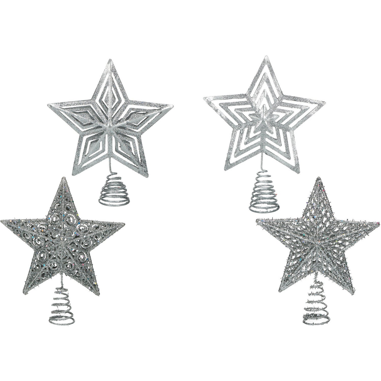 VESTIAMO CASA GRAN NATALE - Puntale Stella Natalizia Glitter Argento h27 cm
